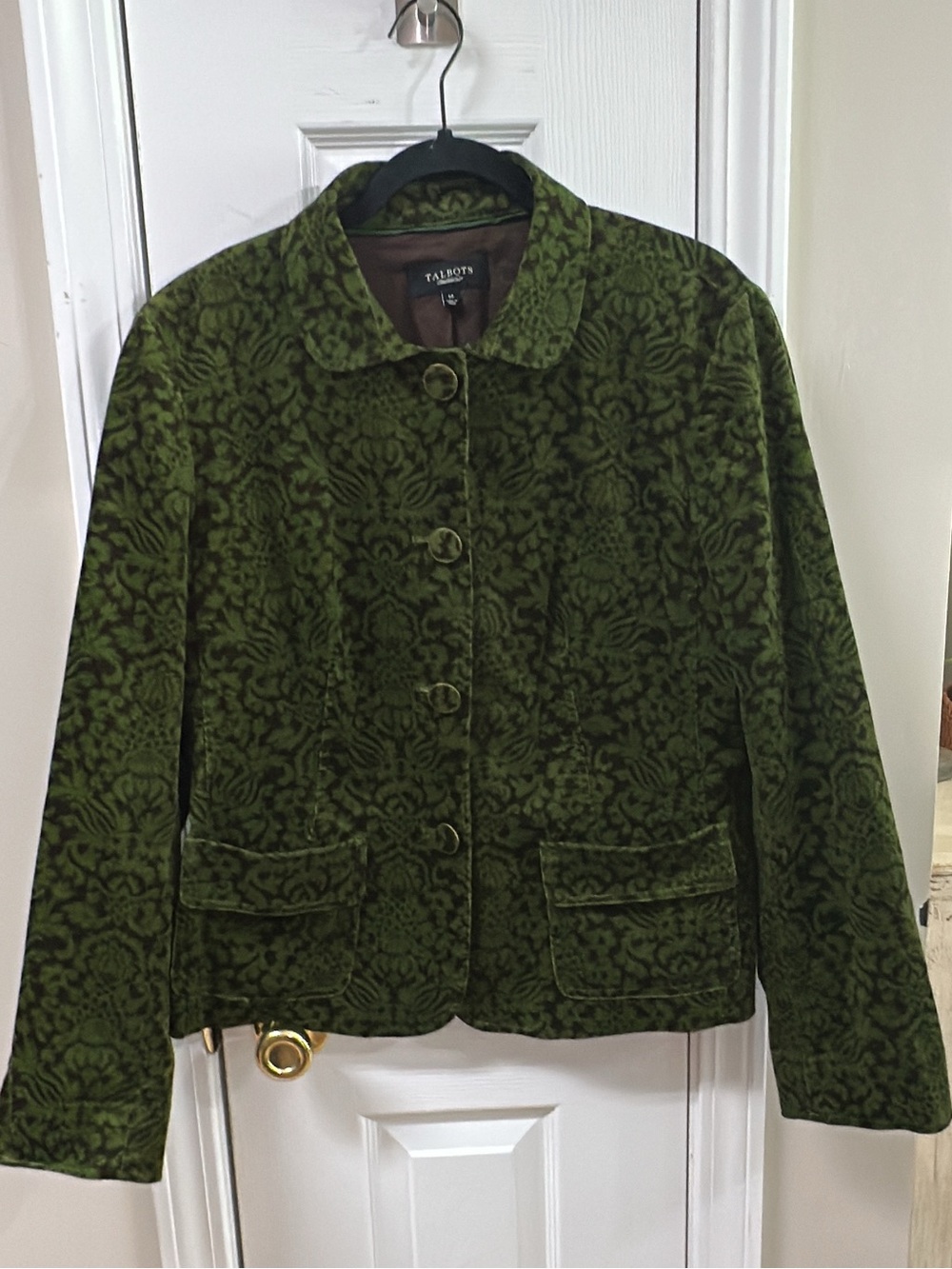 Talbots Green Brown Floral Print Lined Corduroy Jacket pit-pit21 (mix40)